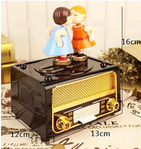 MHYFC רטרו רדיו בצורת ספינינג קופסת מוזיקה יצירתית קופסא מוזיקה מצחיקה קופסא אחסון תכשיטים מוזיקלי קופסא ילד יום הולדת ילד