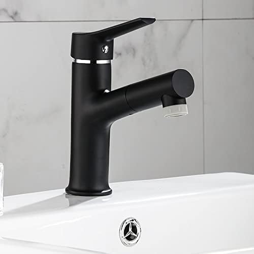 ברז חדר אמבטיה שחור חם וקור יכול למשוך את הברז בכיור האמבטיה של המלון ברז אגן אמבטיה מתכוונן במצב כפול