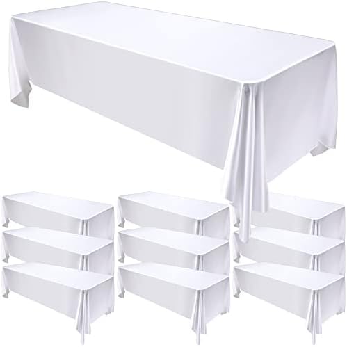 מלבן שולחן סאטן לבן מלבן 57x108 אינץ 'כיסוי שולחן לבן בתפזור