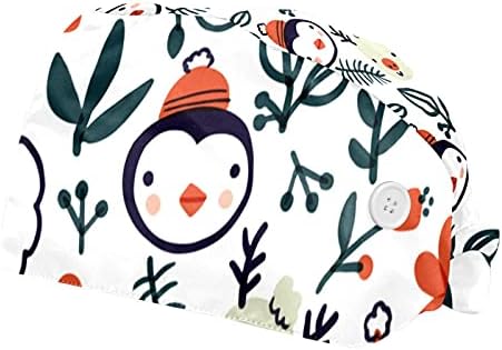עץ שלג לחג המולד חמוד משאיר עניבה מתכווננת לאחור כובעי יוניסקס, כובעים עובדים עם כפתורים ופס זיעה