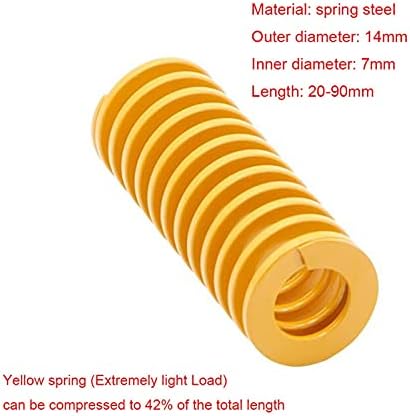 קפיצי דחיסה מתאימים לרוב התיקון I צהוב עומס קל מאוד לחץ על דחיסת דחיסה קפיץ עובש עמוס עובש קפיץ קוטר חיצוני 14 ממ x קוטר פנימי 7 ממ x אורך 20-90 ממ