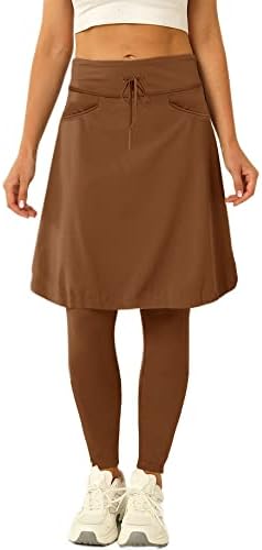 AURGELMIR חצאית טניס באורך הברך של הנשים עם חותלות באורך הקרסול שולטות חצאיות גולף חצאיות עם כיסים