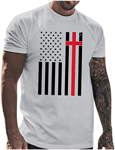 חולצת טריקו דפוס דגל אמריקאי וינטג 'גברים 4 ביולי דגל ארהב דגל גרפי גרפי מזדמן שרוול קצר שרוול קצר חולצה פטריוטית קיץ