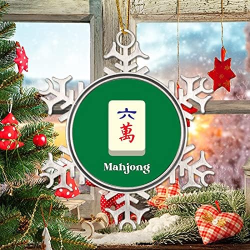 קישוט לחג המולד של Mahjong לילדים 3 בחג המולד מזכרת מתכת פתית שלג קישוטי חג המולד סגנון סיני מתנה מהג'ונג חג המולד קישוטי עץ