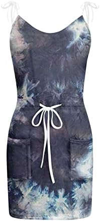 נשים של שמש שמלות קיץ מזדמן לקשור לצבוע הדפסת רופף שרוולים הלטר כיס צווארון שמלת שמלות עבור 2023