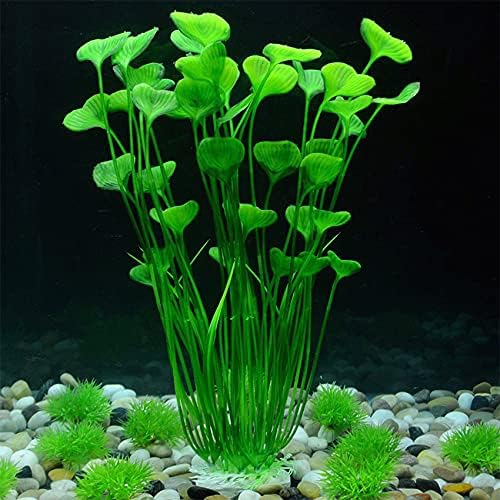 E.yomoqgg צמחים מלאכותיים של אקווריום לעיצוב מיכל דגים, 2 יח 'דשא פלסטיק מימי מתחת למים, 15.7 אינץ' קישוט קישוט אצות גבוה ירוק לנוף