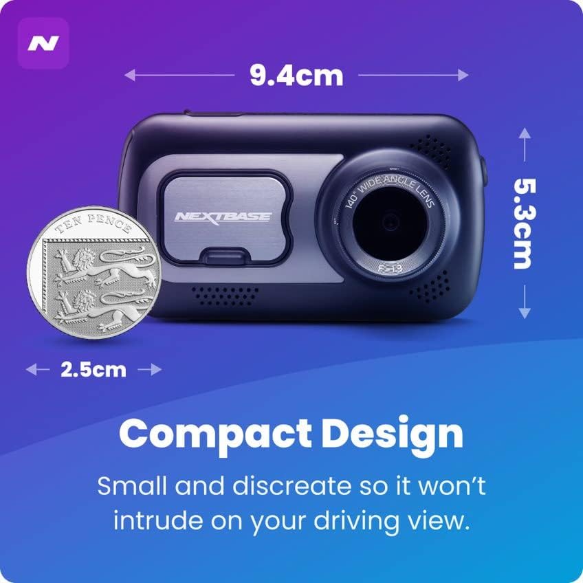 NextBase 522GW Wi-Fi Dash Cam מצלמה קדמית עם Alexa מופעלת-הקלטת HD מלאה של 1440p, מסך מגע 3 HD IP