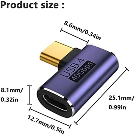 Dkardu 4pack זווית ימנית USB C Type-C מתאם, מתאם זכר לנקבה עם 40 ג'יגה-ביט לשנייה PD 100W USB C מתאם לטלפון נייד, מחשב נייד, מחשב, מתג נינטנדו