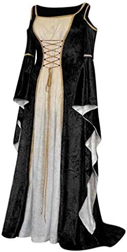 נשים של ימי הביניים שמלה, נשים גותי רטרו שמלת בציר אונליין שמלה פרחוני הדפסת כדור שמלות שמלות שמלת רצפת אורך