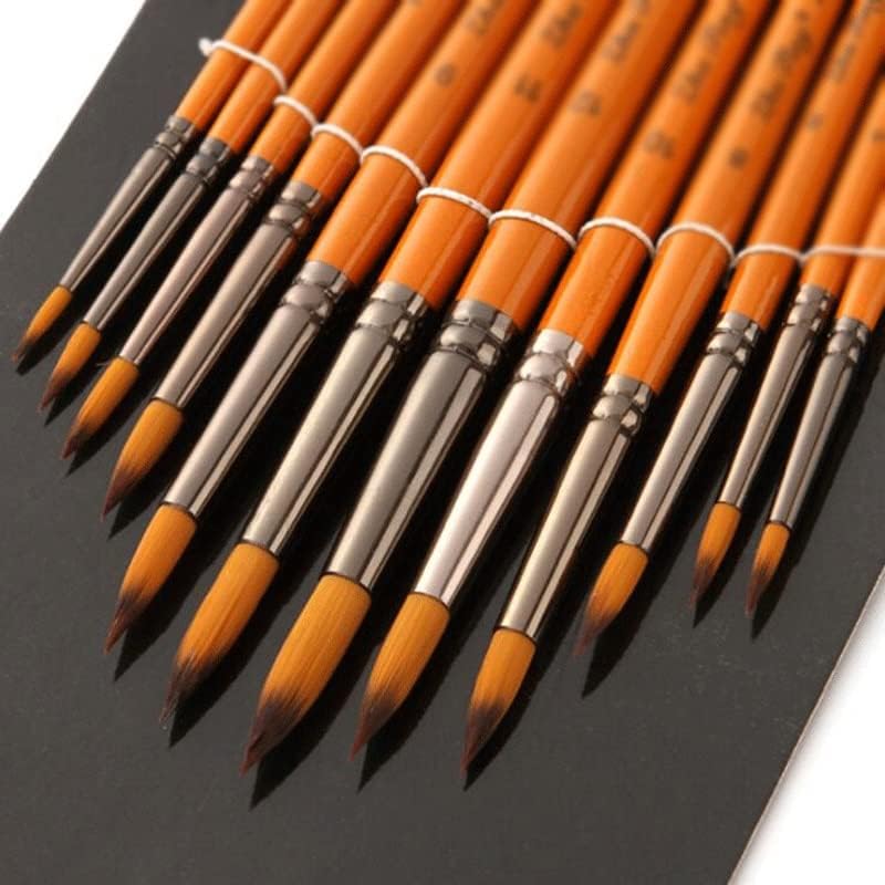 WSSBK 12 יחידות/סט עט עט עט ניילון מברשות צבע עץ לניילון עץ לצבעי שמן בצבעי שמן ערכת ציוד אמנות