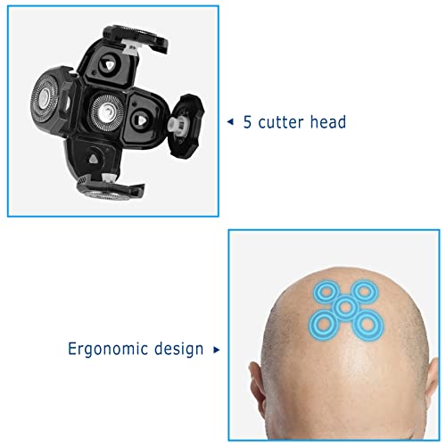 5 ראש החלפת מכונת גילוח ראש, גילוח להב ראשי עם ניקוי מברשת, זקן חותך קל להתקין עבור ראש ופנים