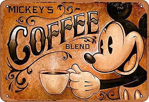 מיקי של קפה תערובת מתכת בציר פח סימן קיר קישוט 12 על 8 סנטימטרים עבור קפה קפה ברים מסעדות פאבים מערת אדם דקורטיבי