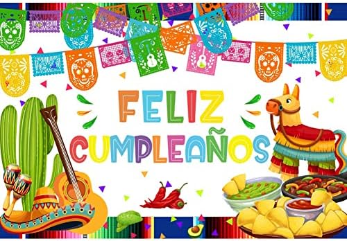 7x5ft feliz cumpleaños תפאורה מקסיקנית פיאסטה קישוטים למסיבות יום הולדת שמח סינקו דה מאיו פסטיבל יום הולדת באנר סטודיו אבזרים