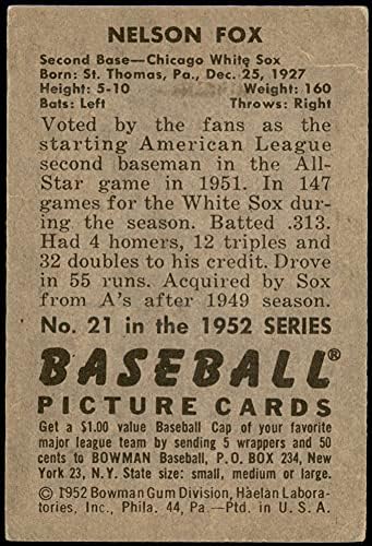 1952 Bowman 21 Nellie Fox Chicago White Sox Good White Sox