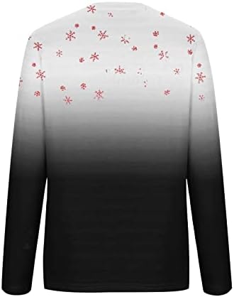 סווטשירטים של חג המולד מזדמן לנשים צוואר עגול חולצות שרוול ארוך סוודר צבי חמוד של פתית שלג טוניקה גרפית