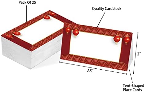 שולחן מקום כרטיס, שנה טובה נושאים אוהל סגנון כרטיסים, חבילה של 25 חצי פי קבלת מקום כרטיס, מושלם עבור סיני חדש שנה, פסטיבל האביב, חתונה, אירועים ואירועים מיוחדים
