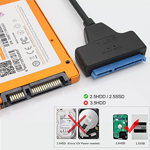 כבל SATA ל- USB - UV -CABLE USB 3.0 עד 2.5 אינץ 'מתאם כונן קשיח SATA III - ממיר חיצוני עבור SSD & HDD, תומך UASP, 9 אינץ'