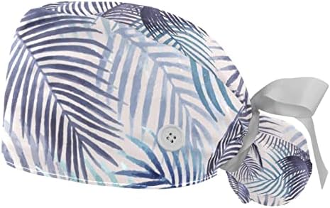 2 חבילות בציר עצי דקל טרופיים עבודה כובע עם כפתורים לנשים / גברים סרט זיעת מתכוונן עניבה חזרה נפוחה כובעים