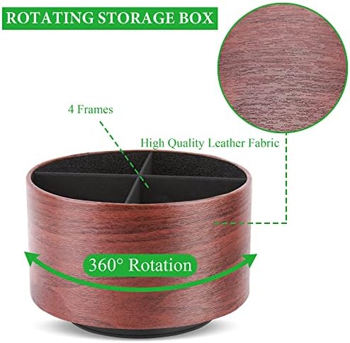 הננאג ' ה עגול עור אמנות אספקת ארגונית, שלט רחוק מחזיק, 360 תואר ספינינג, רב תפקודי עיפרון מחזיק, 4 תאים שולחן עבודה נייח ארגונית