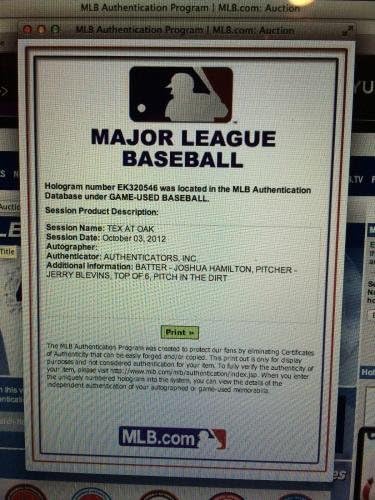 משחק נדיר השתמש ב- 10/3/12 ג'וש המילטון חתום על JSA MLB לוגו -נדיר קרא את המאמר - משחק חתימה MLB משומש סוליות