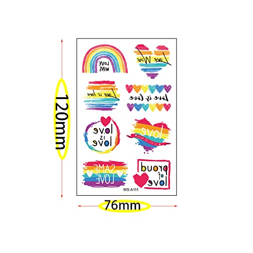 קעקוע קשת גאווה קעקועים זמניים LGBTQ גאווה מדבקות מדבקות איפור 80 יחידות 10 גיליונות סט-להטח
