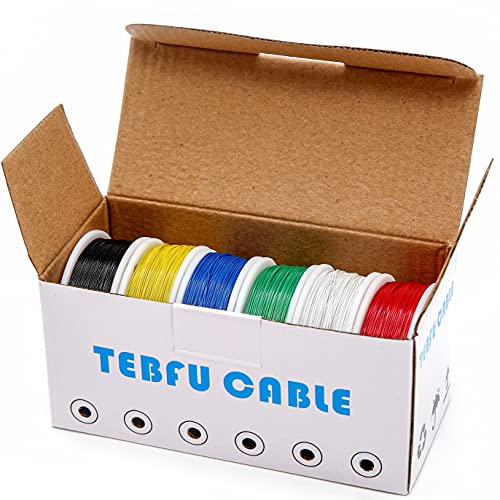 כבל TEBFU 30 מד PVC ערכת חוט מוצקה אלקטרונית 6 צבעים 300 רגל מכל צבע 30 ערכת חוט חיבור AWG