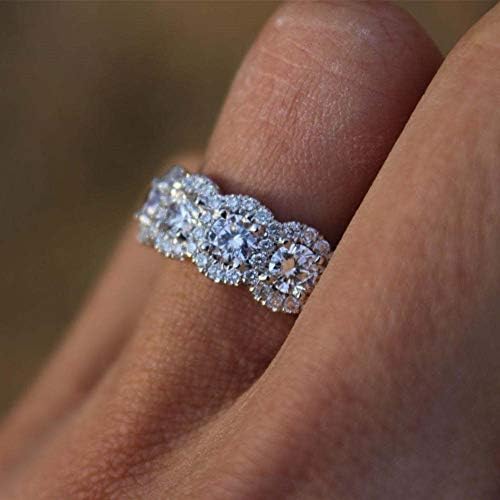פלוי פיילין יוקרה עגול לבן ספיר טבעת אירוסין לבן זהב חתונה תכשיטים
