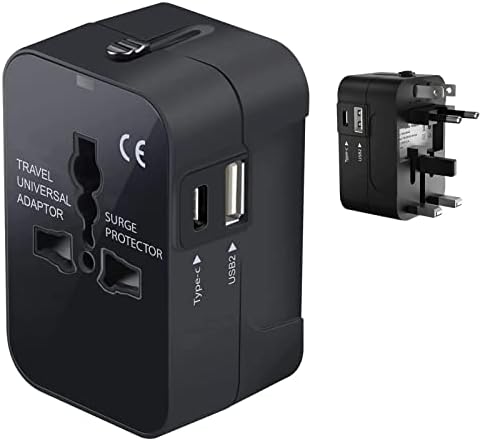 נסיעות USB פלוס מתאם כוח בינלאומי תואם ל- Videocon Infinium X30 Pro עבור כוח עולמי עבור 3 מכשירים USB Typec, USB-A לנסוע בין ארהב/איחוד האירופי/AUS/NZ/UK/CN
