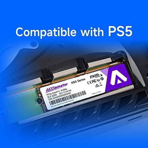 ACCLATATOR 1TB PCIE 4x4 NVME Solid State Drive תואם ל- PS5 קרא 5000 MB/S כתיבה 4500 MB/S M.2 2280 3D NAND TLC N50