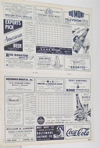 1949 Baltimore v Rochester Baseball תוכנית EX/MT 89266B51 - תכניות מכללות