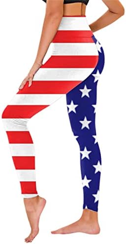 חותלות 4 ביולי לנשים מותניים גבוהות בארהב פס דגל מכנסיים מכנסיים כושר כושר אימון אתלטי קל משקל מכנסי יוגה