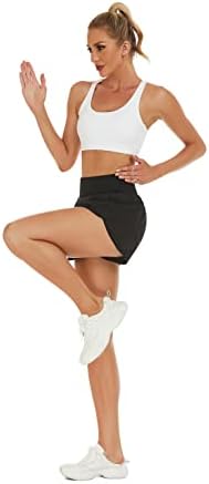 BMJL נשים בגודל 7 אינץ 'מכנסיים קצרים במותניים ארוכות מותניים קצרות המותניים המריצים מכנסיים אתלטים עם כיסי רוכסן