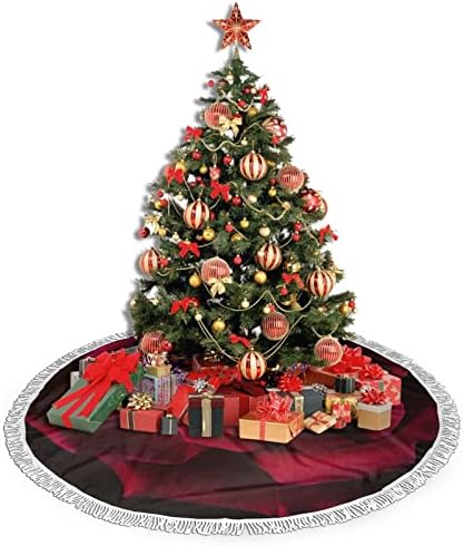 חצאית עץ חג המולד של פרח ורד, מחצלת חצאית עץ חג המולד עם ציצית לעיצוב מסיבת חתונה לחג 48