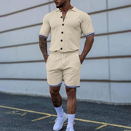 קיץ חולצות לגברים גברים של אביב קיץ 2-חתיכה אופנה סט חוף קצר שרוול חולצות קצר צפצף גבוהה סוף