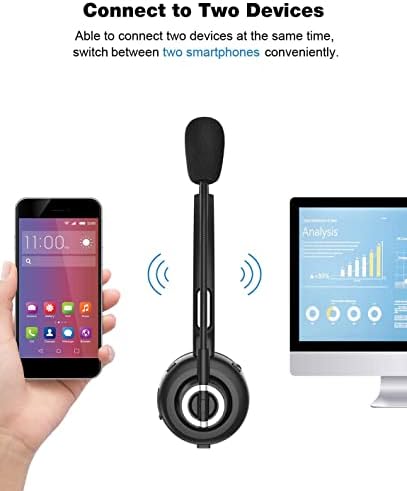 אוזניות Bluetooth v5.0 Trucker Bluetooth אוזניות עם ביטול רעש מיקרופון, אוזניות Bluetooth 18 שעות עם דונגל USB ומזח עומד, אוזניות אלחוטיות עבור PC/PLAPY/מחשב נייד/Office/Driver